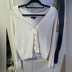 White waffle knot cardigan